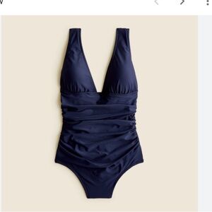 J Crew V Neck Ruched One Piece Swimsuit * Navy * Size 4